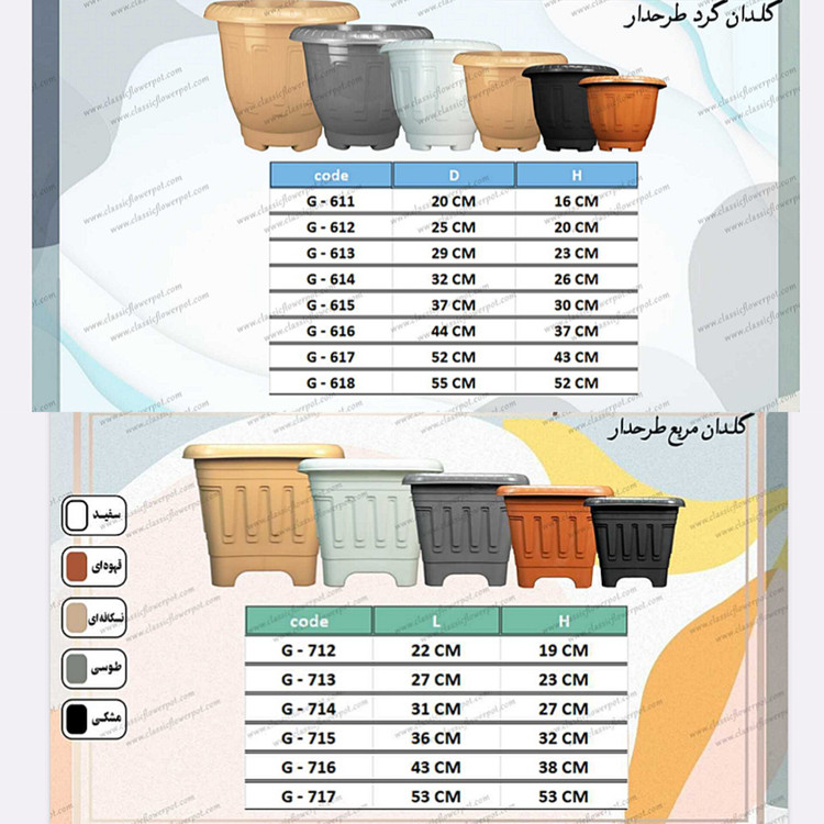 گلدان مدل مربع طرح دار