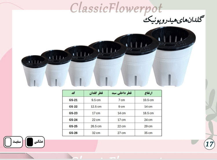 گلدان پلاستیکی مدل هیدروپونیک/خودآبیار برند کلاسیک