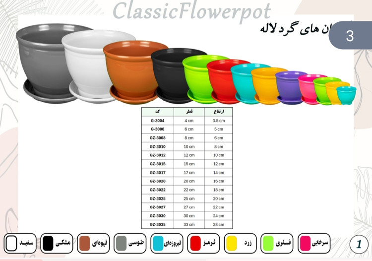 گلدان پلاستیکی مدل گرد ساده کلاسیک